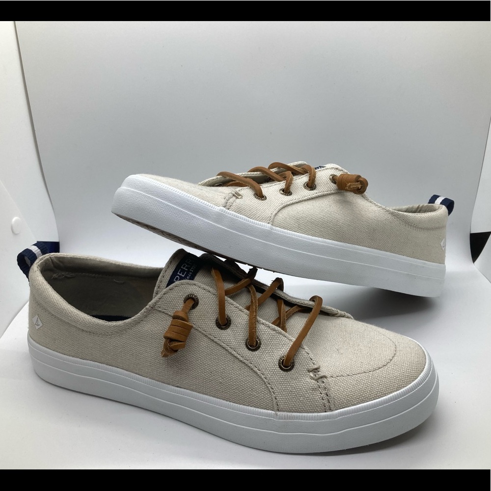 Sperry Womens Crest Vibe Beige Slip-On Sneakers